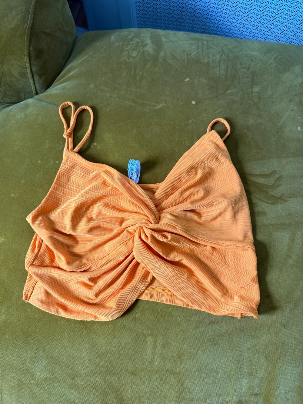 Free People Orange Twist-Front Ribbed Crop Top
